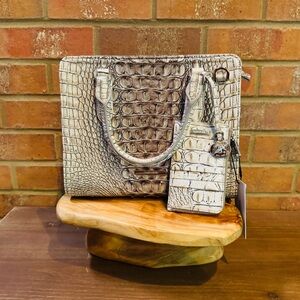 Brahmin Cami Satchel in Timeless Taupe with matching wallet.                 NWT